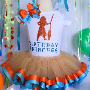 Sea Finding Princess Birthday Tutu Outfit - Moana Cake Smash - Moana Ribbon Tutu - First Birthday Outfit - Birthday Tutu Outfit