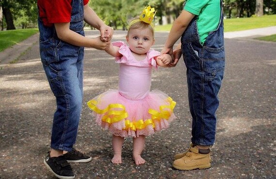 Princess Peach 1st Birthday Tutu Outfit - Super Mario Cake Smash - Princess Peach Ribbon Tutu - First Birthday Outfit - Birthday Tutu Outfit Il_570xn