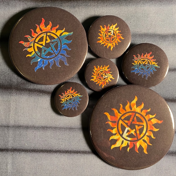 Supernatural Anti-Possession Symbol Pride Flame Button Pin