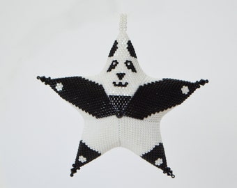 Peyote Panda 3-D Star Ornament