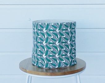 Fabric storage basket, leaf geometric print on linen cotton canvas, storage basket,fabric basket, fabric pouch, planter, plant pouch.