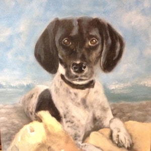 Hand painted animal portrait of dog, acrylic painting Pet Portraits on canvas, acrylic portrait dog, acrylic wall art keepsake,