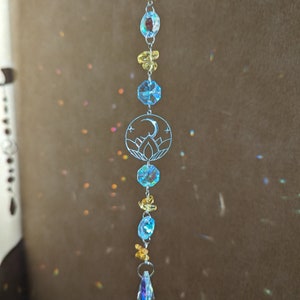 silver lotus moon citrine crystal suncatcher, window prism, birthday gift for her, gifts for yogis, crystal sun catcher, housewarming gift