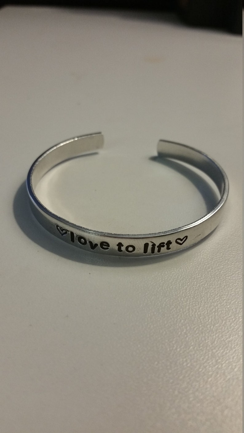 STRONG Love To Lift ~ Handstamped Bracelet ~ Motivational Fitness Jewelry