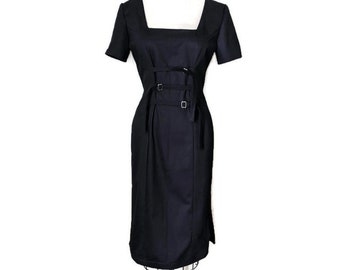 Organic twill midi length gothic dress with straps size medium