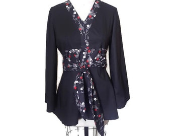 Schwarz-rote Blumen Tunika Top M