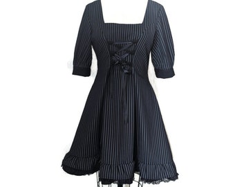 Grey and black striped dress gothic