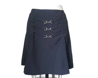 Black nylon skirt with hooks punk skirt size L