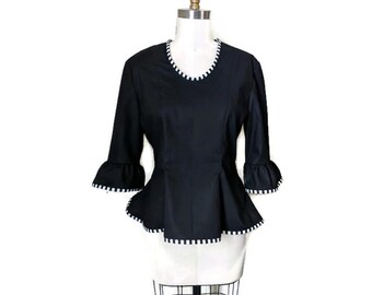 Black peplum top bell sleeves
