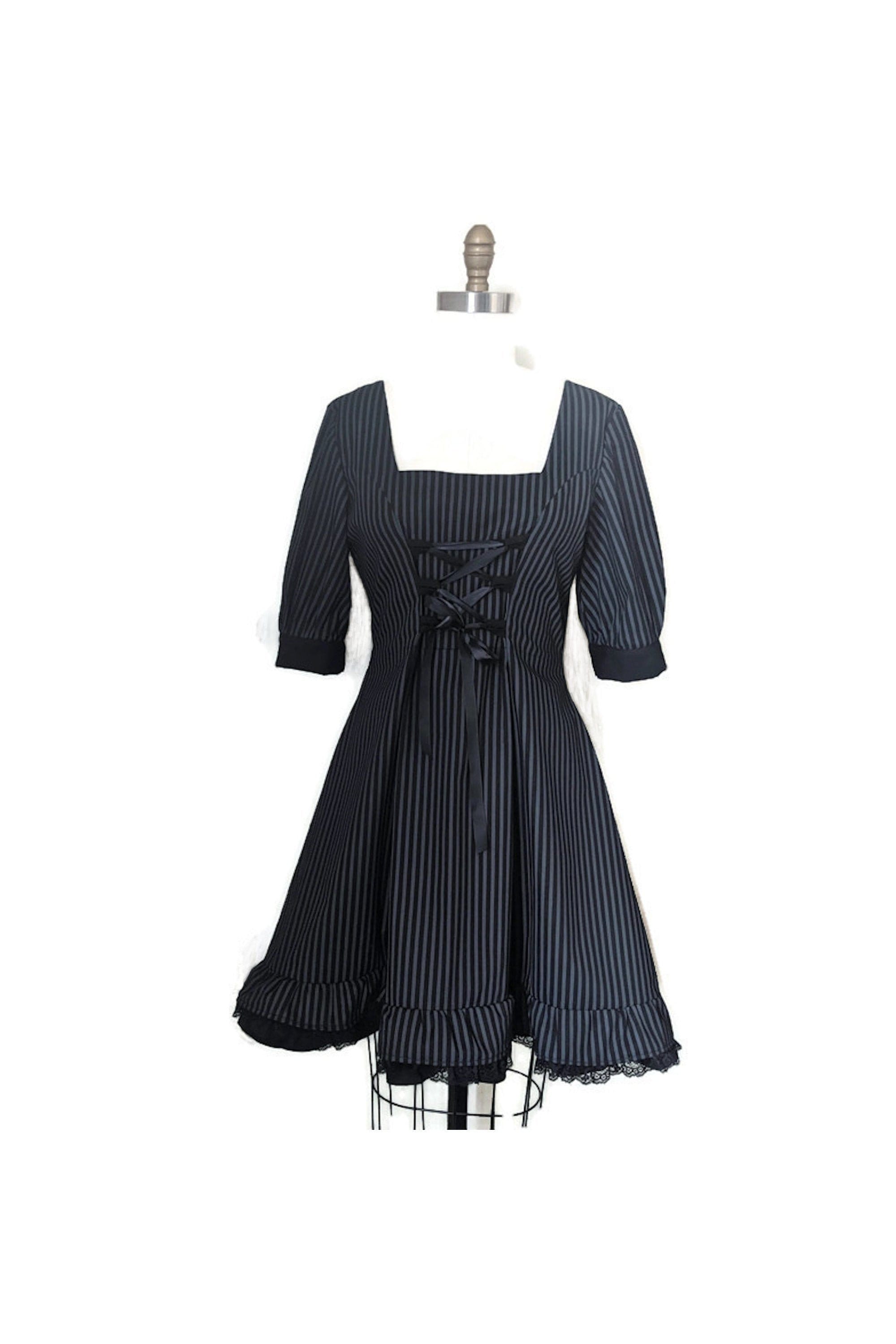 grey and black striped dress Grey and Black Striped Dress Gothic