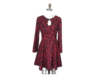 Black and Red Cherry Blossom print dress