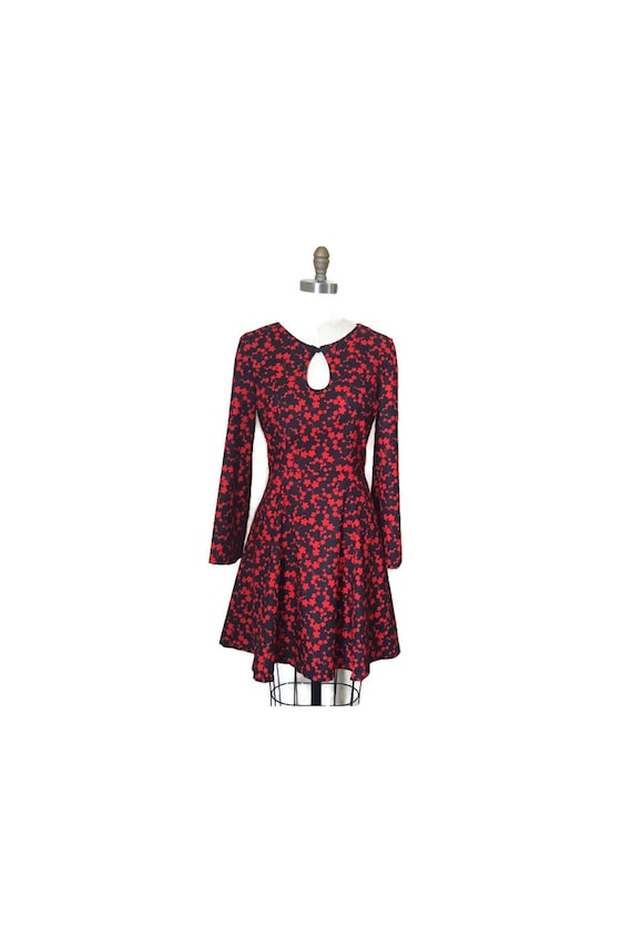 Black and Red Cherry Blossom print dress