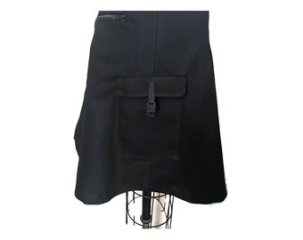 Black organic twill cargo skirt