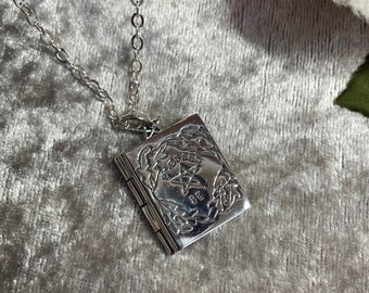 WICCAN BOOK of SHADOWS béni soit pendentif médaillon 925 argent sterling