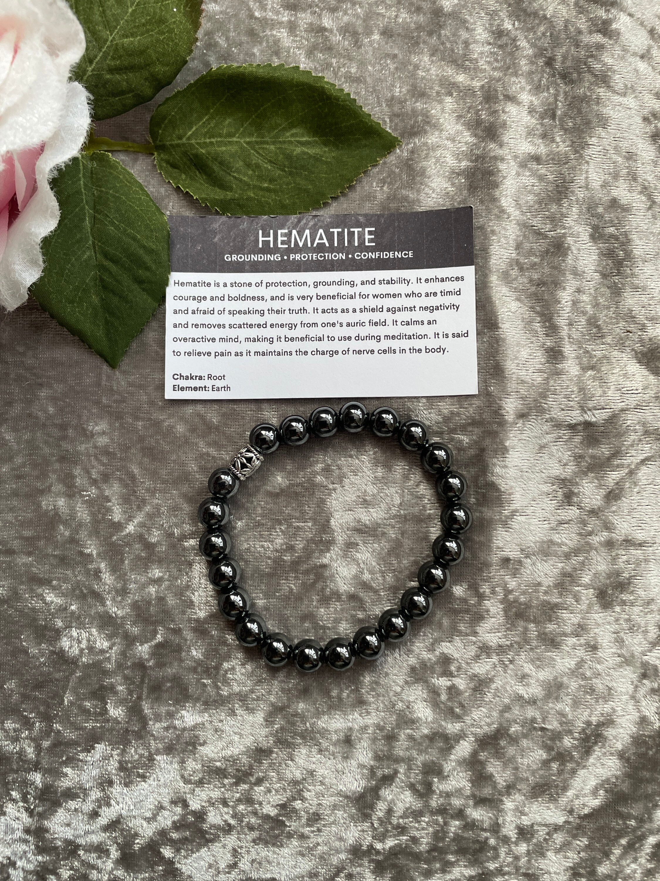 Buy Grade A Hematite Crystal Bead Bracelet 8mm, Genuine Hematite Gemstone  Bracelet, Relieving Stress and Anxiety, Gift for Men & Women Online in  India - Etsy