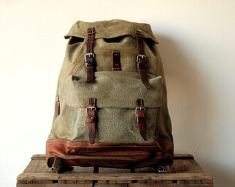 Mochila del ejército suizo - Mochila sal y pimienta - Vintage Manbag