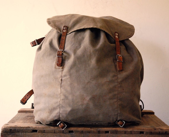 Military Style Leather Backpack, Touri