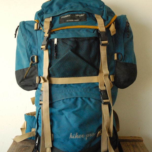 Sac à dos d'escalade alpine Perry Sport vintage Sac à dos d'alpinisme de la toile des années 90