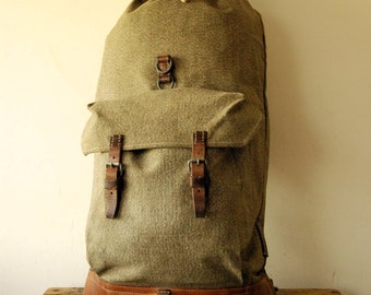 Sac à dos de l'armée suisse - Sac à dos Sel et Poivre - Roll Top - Vintage Manbag