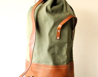 Sac de sport de l’armée suisse en toile et cuir, grand sac à dos de randonnée de pêche Bushcraft Camping voyage