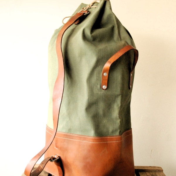 Sac de sport de l’armée suisse en toile et cuir, grand sac à dos de randonnée de pêche Bushcraft Camping voyage