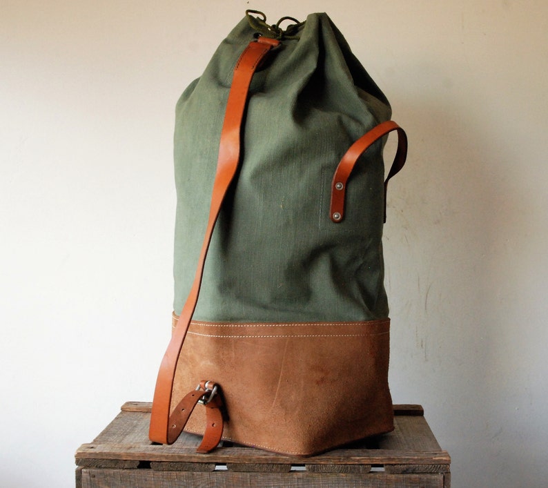 Swiss Army Duffle Bag made of Canvas and Leather Large Etsy