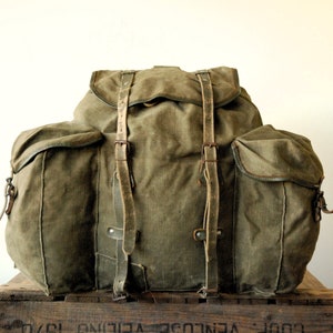Swedish Military or Army style backpack or rucksack made from canvas and leather - bushcraft