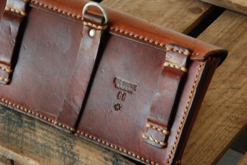 Ammunition Case of the Swiss Military larp steampunk Made of Sturdy Leather Vintage Swiss Army Ammo Bag