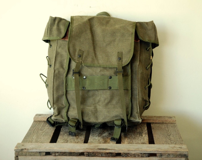 Originale Italian Army Vintage Rucksuck Mountain Big Canvas Bag Xl Dimensioni