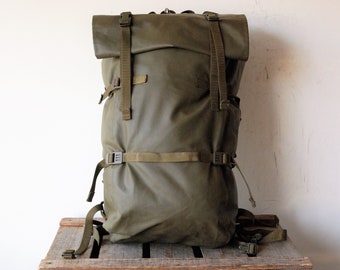 Zaino dell'esercito svizzero - Zaino in gomma tela vinile - Borsa da uomo vintage M91 pattuglia alpina caccia pesca ciclismo zaino in spalla escursionismo bushcraft
