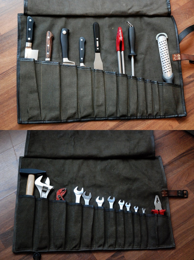 Vintage Army Tool Roll Leather and Canvas for Kitchen Chef Etsy