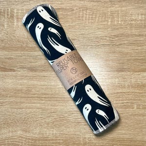Fantasmas em Toalhas de Papel Reutilizáveis Pretas | Toalhas de Cozinha Sustentáveis