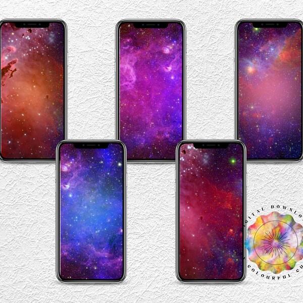 Bright Galaxy Colourful iPhone Wallpaper, Phone Background, Screensaver, iPhone Wallpaper, Instant Download, Dark Mode