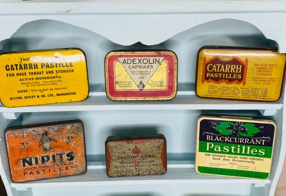 Small Vintage Tins Medical Tins for Vintage Display Collectable Tins Mixed  Media Props 