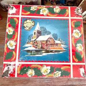 Huntley & Palmer Christmas Tin - Christmas Biscuit Tin - Vintage Christmas