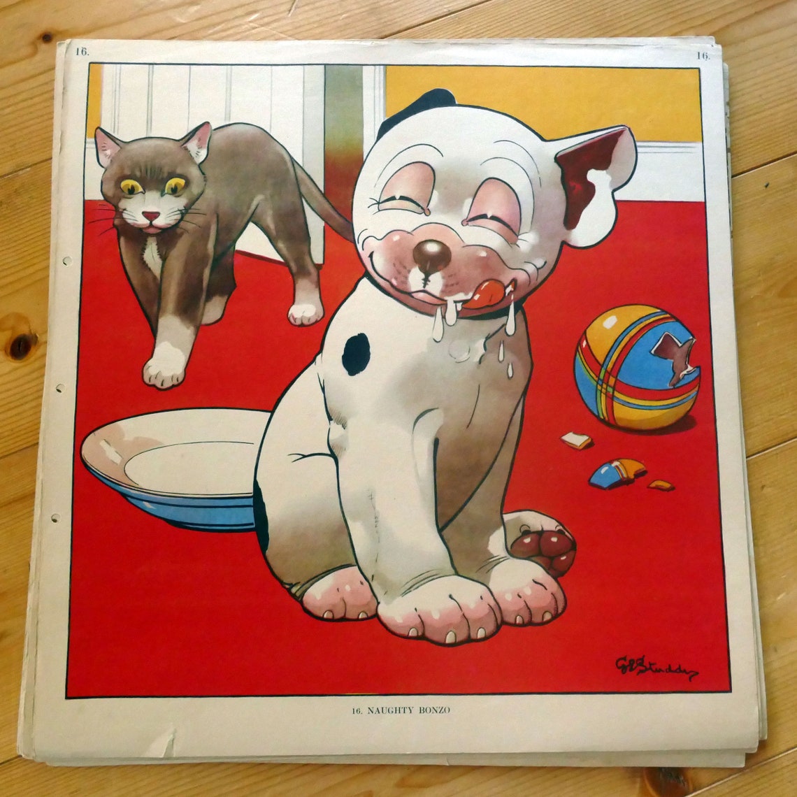 1920's Bonzo the Dog Lithograph Poster Original Vintage Etsy