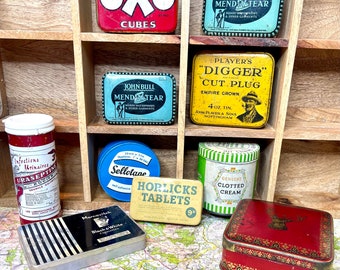 Small Vintage Tins - Household Tins -Collectable Tins - Vintage Display - Vintage Props