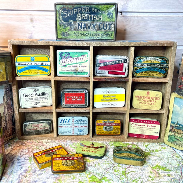 Small Vintage Tins -  Medical Tins - Household Tins - Vintage Display - Collectable Tins