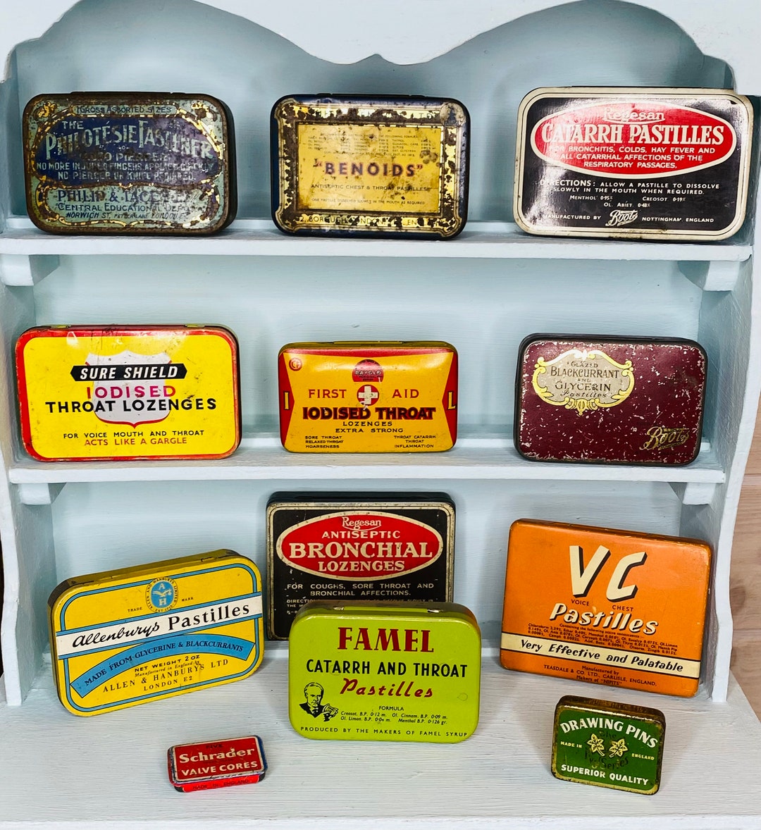 Collectable Tins Small Vintage Tins Medical Tins Vintage Display Mixed
