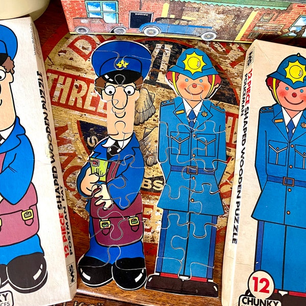 Michael Stansfield Wooden Puzzles - Postman Pat - Policeman - 1980's