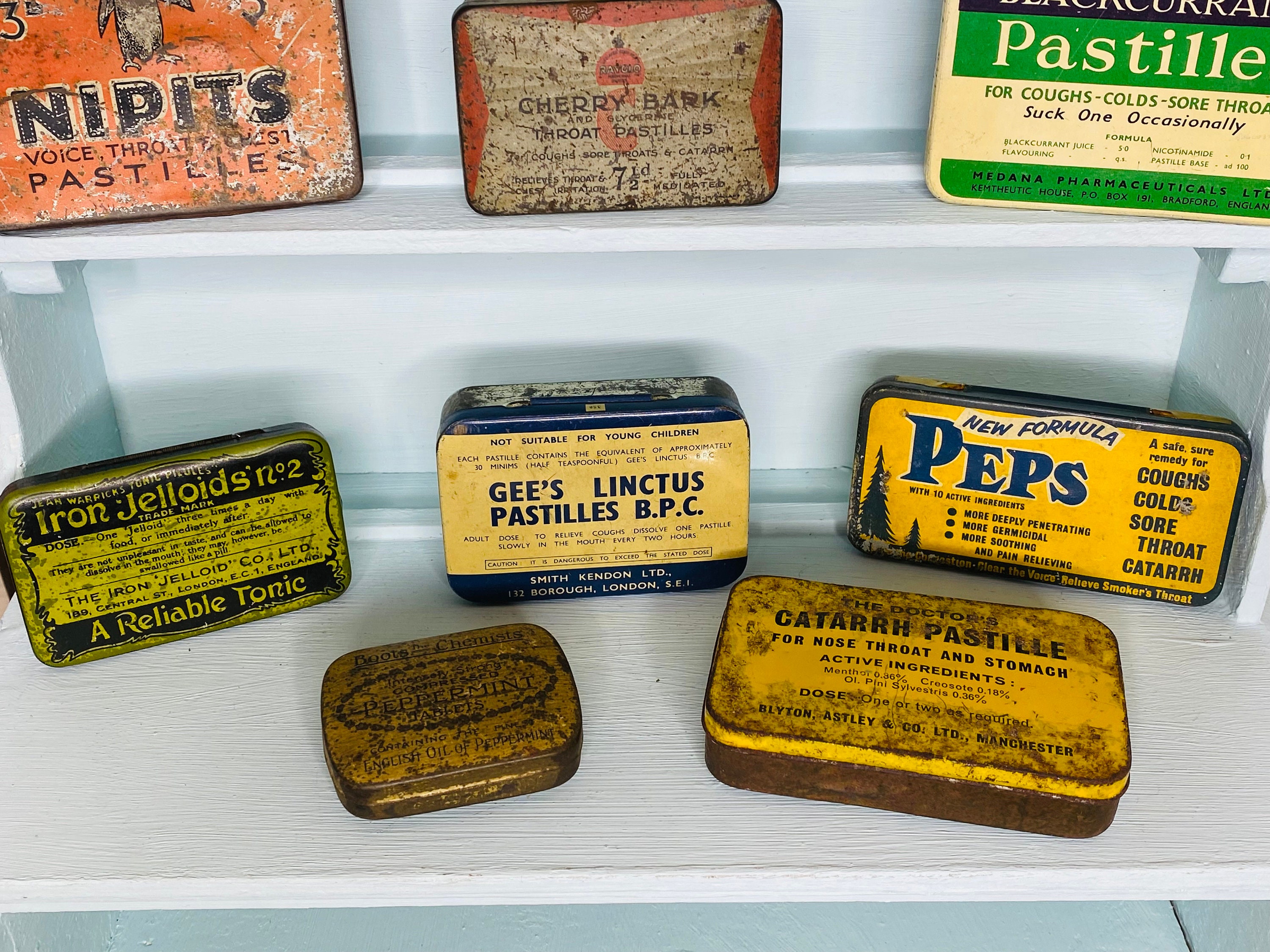 Small Vintage Tins Medical Tins for Vintage Display Collectable Tins Mixed  Media Props 