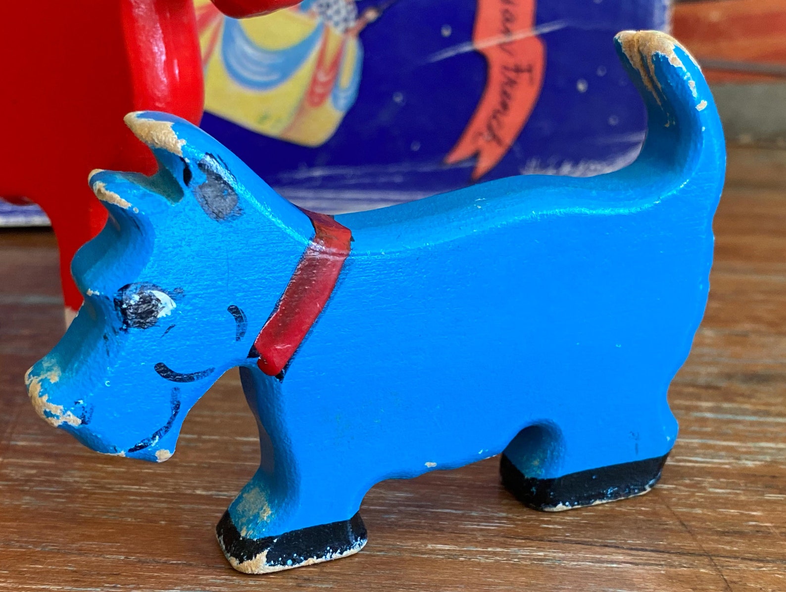 1970er Bemaltes Holzpferd &amp; Hund Vintage Kinderspielzeug Etsy