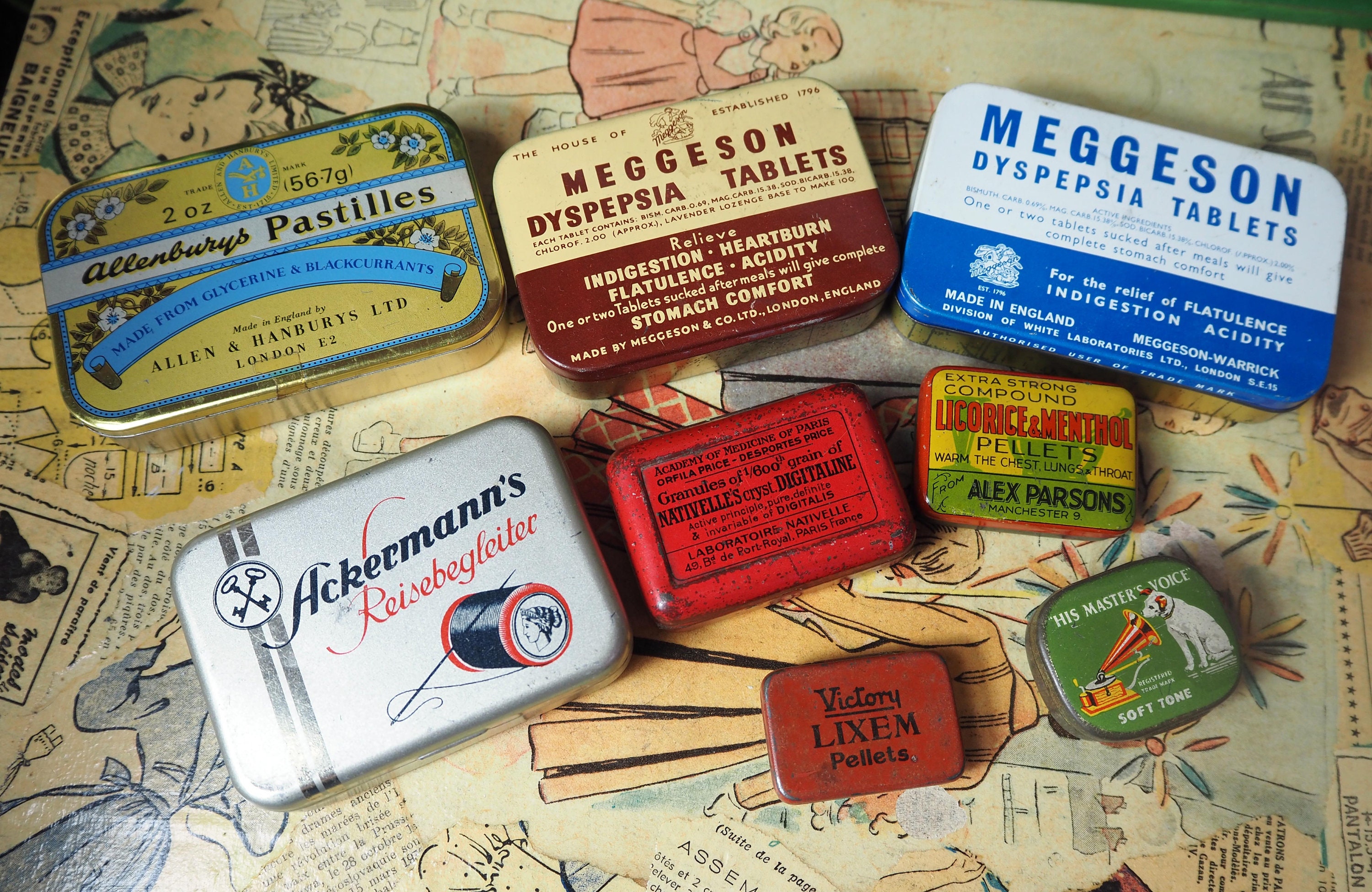 Small Vintage Tins Collectible Tins Vintage Display Etsy