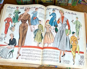 Gebundene Sammlung Petit Echo De La Mode Magazine – 1955 – Modegeschichte