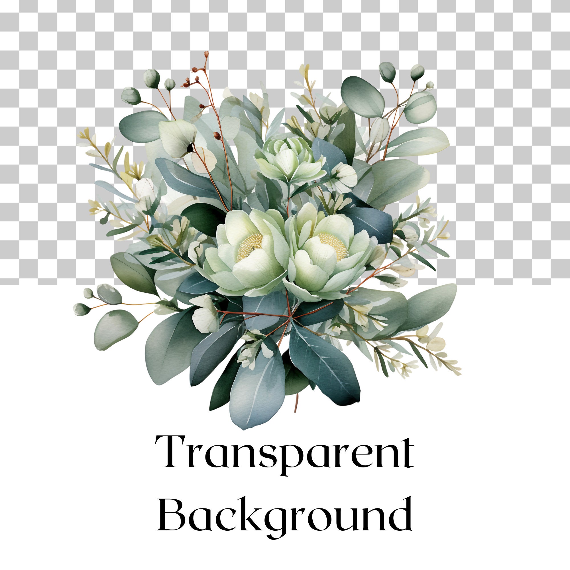 Eucalyptus Greenery Clipart | Watercolor Leaves PNG | Wedding Floral ...