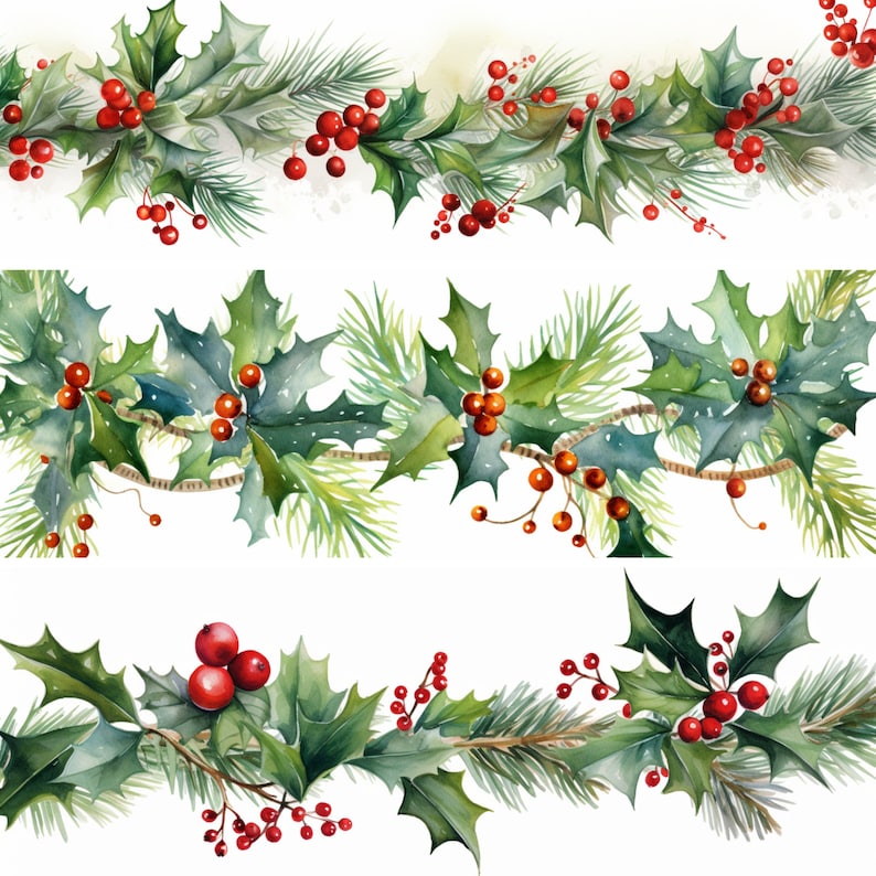 Christmas Border Clipart, Winter Floral Frame, PNG Image Transparent