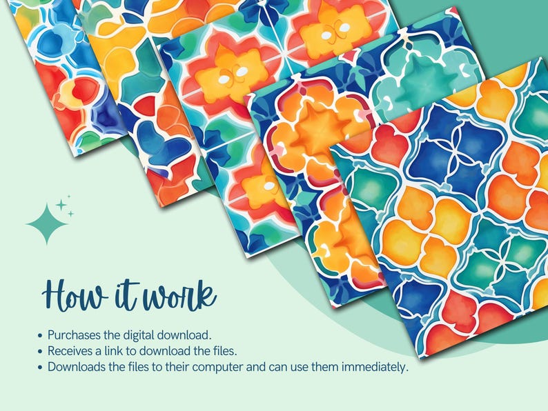 Moroccan Tile Seamless Pattern Digital Paper, Beautiful Mosaic Print ...