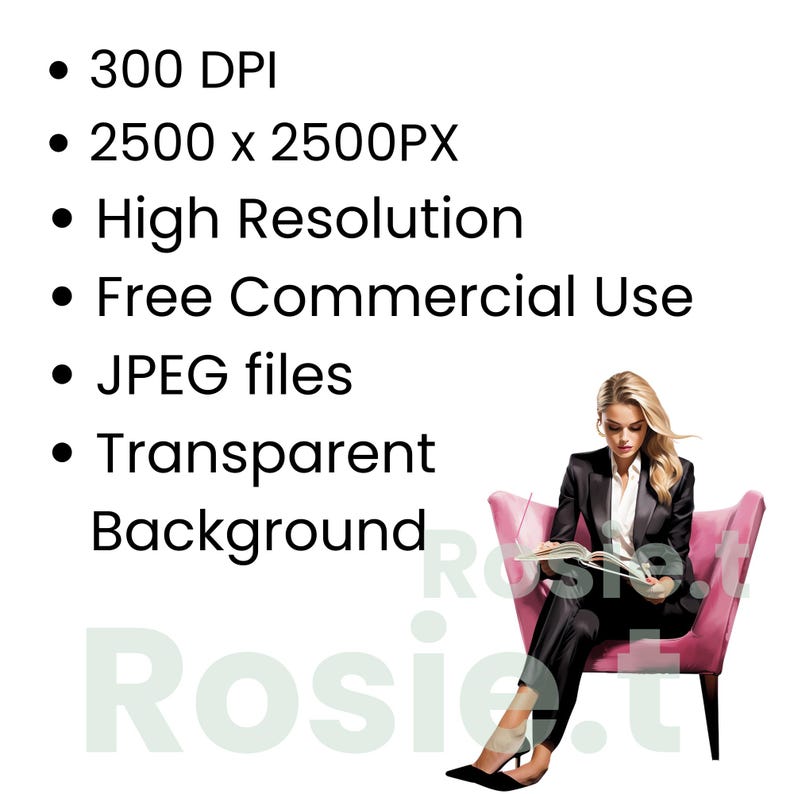 Boss Lady Clipart, Girl PNG, Office Girl Pink, Working Woman Planner Stickers Commercial Use image 3