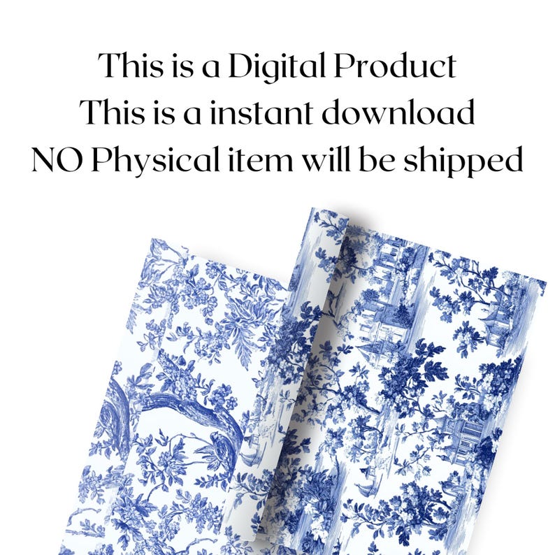 Blue Toile De Jouy Seamless Pattern, Vintage Floral, Blue French ...