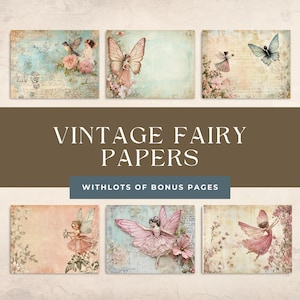 Fairy Junk Journal Pages, Fairytale Paper, Fairycore, Digital Papers, Vintage Fairy Printable, Digital Download, Faerie Fantasy, Scrap Book